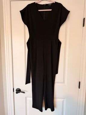 Express Black V-Neck Cap Sleeve Jumpsuit